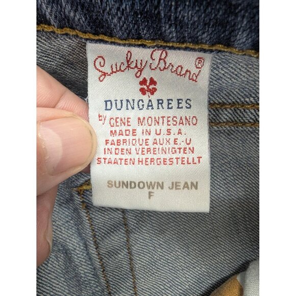 Lucky Brand Jeans Womens 6 28 Blue Sundown Jean Dungarees Flare Distressed USA - Picture 16 of 16